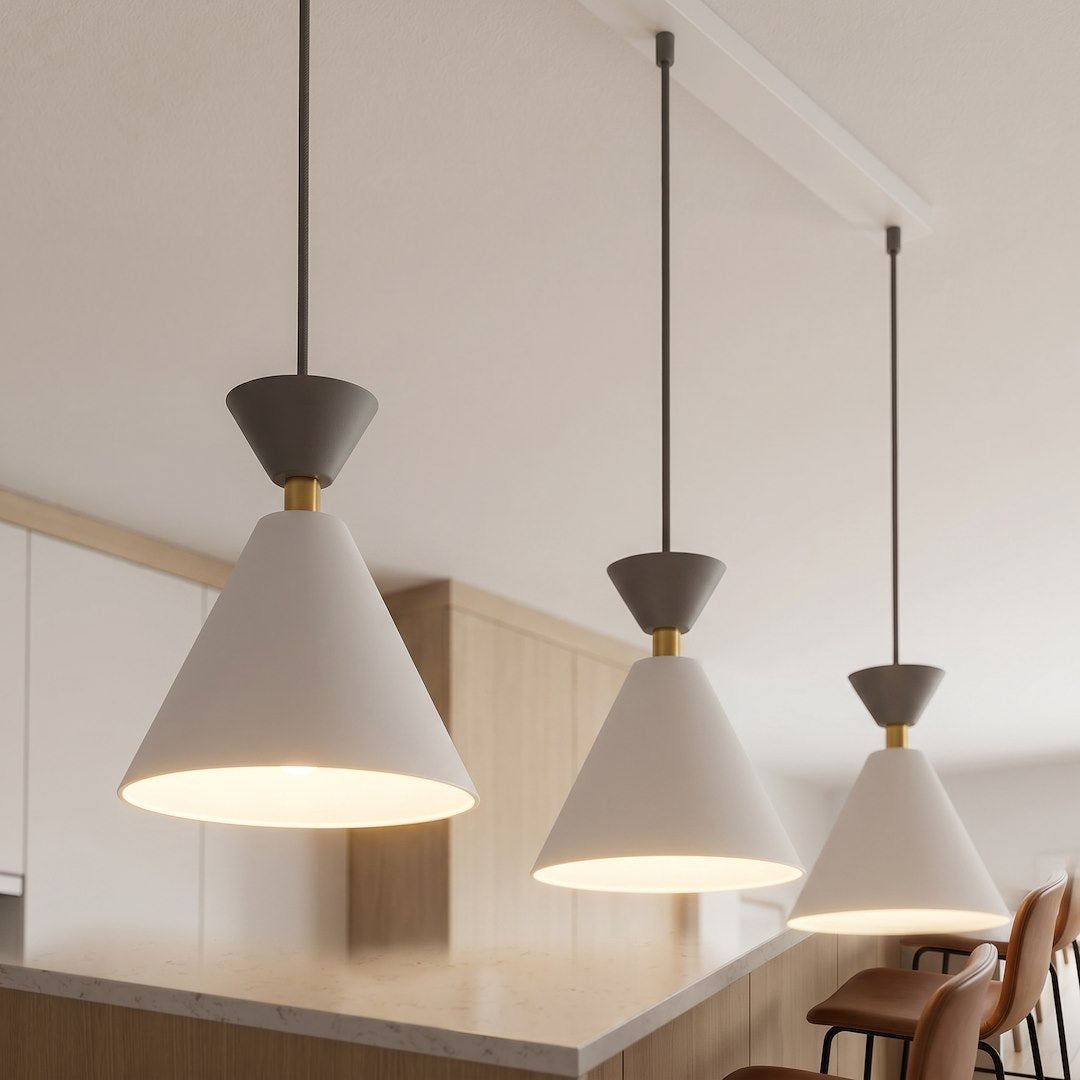 Suspension Klever 3 lumières blanche et noire, H 16 cm