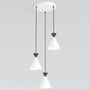 Suspension Klever 3 lumières blanche et noire, H 40 cm