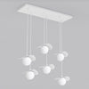 Suspension Flora 6 lumières blanche, verre blanc