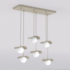 Suspension Flora 6 lumières beige, verre blanc