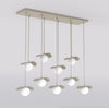 Suspension Flora 9 lumières beige, verre blanc