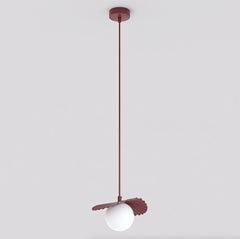 Suspension Flora bordeaux, verre blanc