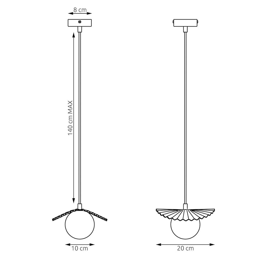 Suspension Flora bordeaux, verre blanc