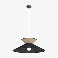 Suspension Softa noire, rotin noir et marron