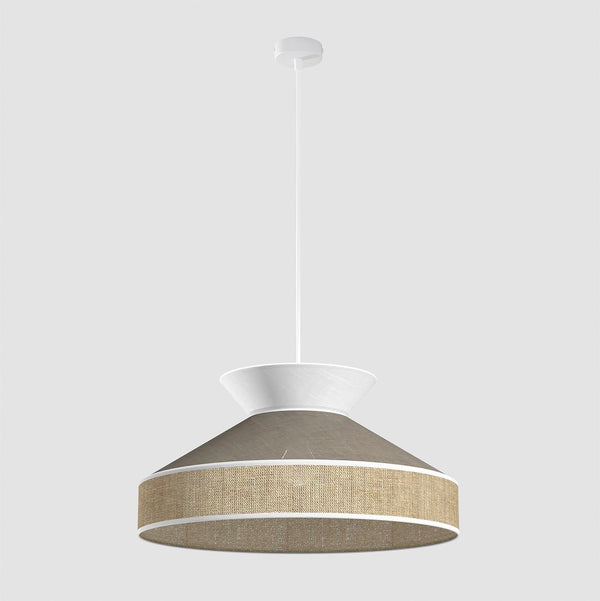Suspension Siesta blanche, rotin marron et blanc