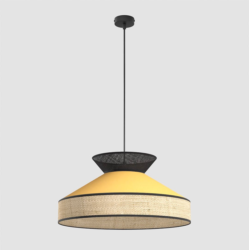 Suspension Siesta noire, rotin marron et noir