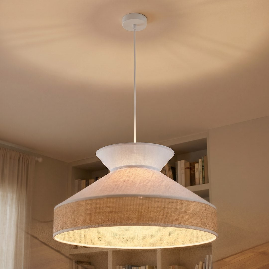 Suspension Siesta blanche, rotin
