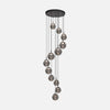 Black glass globe pendant light Ø 60 cm, 12 LED lights | Bollique Constellation