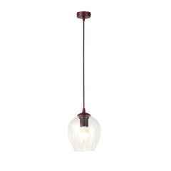 Suspension Istar bordeaux, verre transparent
