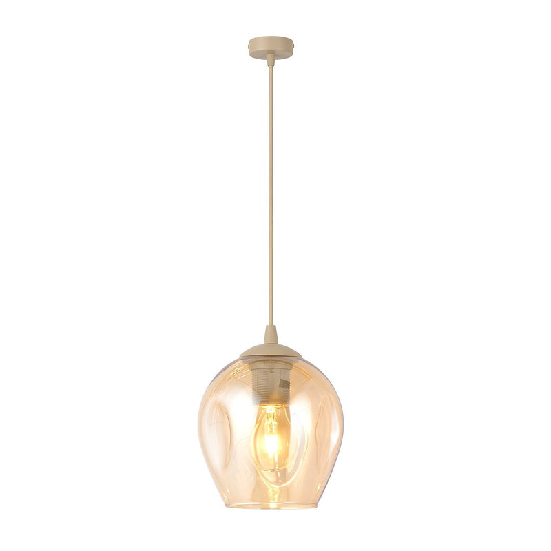 Suspension Istar beige, verre ambré