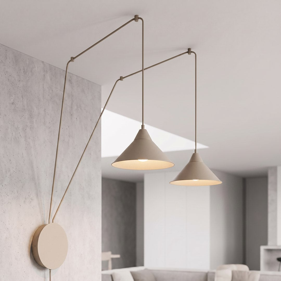 Suspension Abramo 2 lumières beige