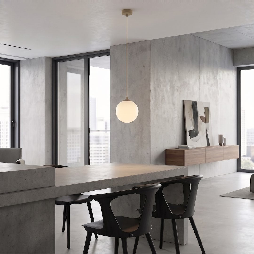 Suspension Cosmo beige, verre blanc