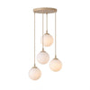 Suspension Cosmo 4 lumières beige, verre blanc