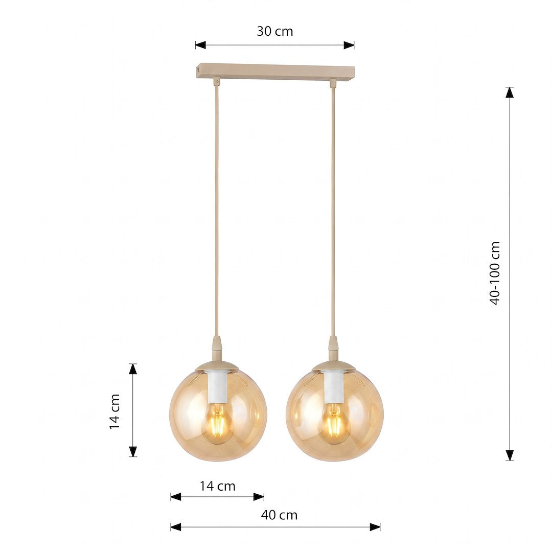 Schéma coté : barre 30 cm, entre-axes 40 cm, hauteur réglable 40 à 100 cm.