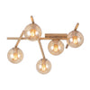 Plafonnier Smart 5 lumières beige, verre ambré