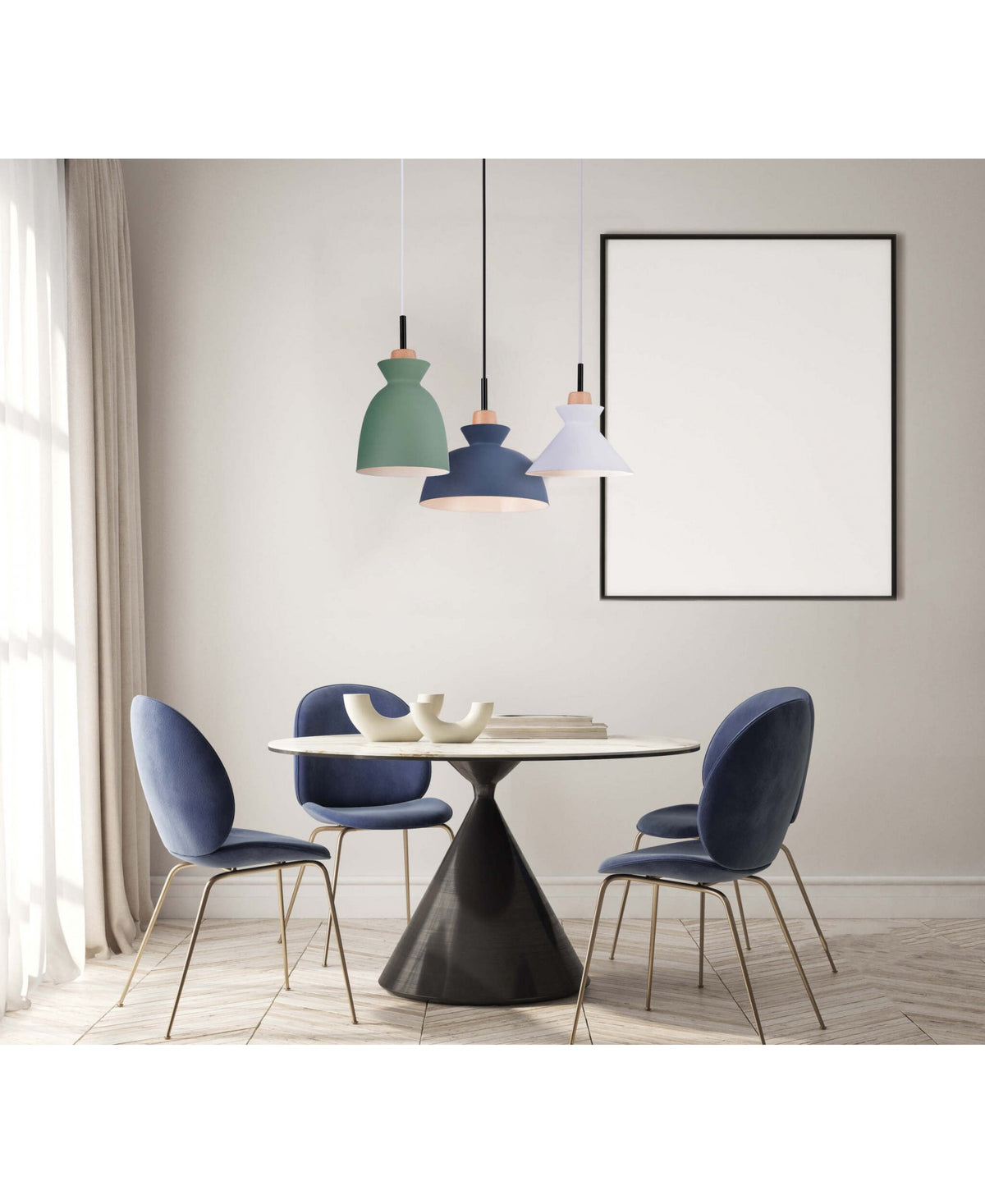 Suspension ZAMBELIS D280 E27 DESIGN Bleu Mat Sans Source 180067
