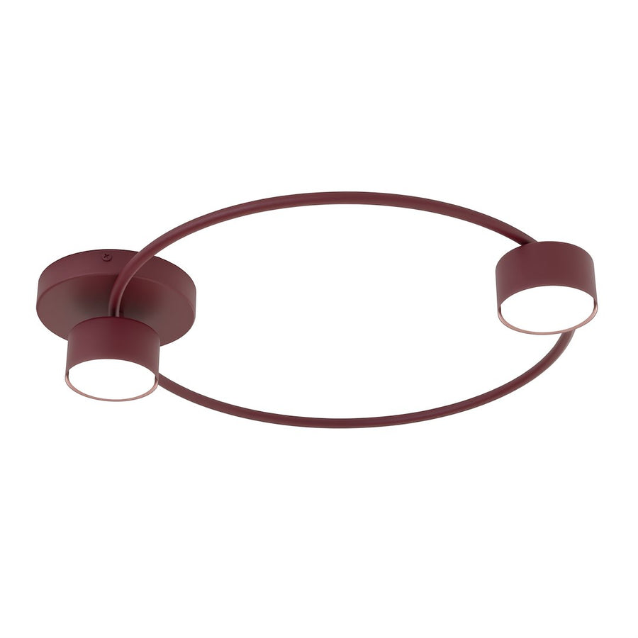 Produit vu de trois quarts, anneau circulaire et cylindres diffuseurs bordeaux