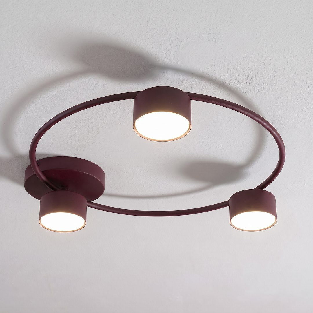 Plafonnier Lucio 3 lumières bordeaux
