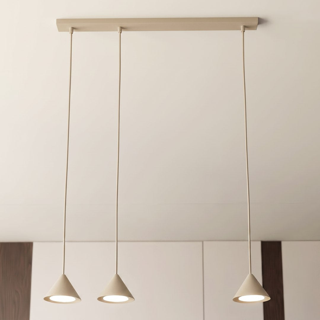 Suspension Elit 3 lumières beige, H 12 cm