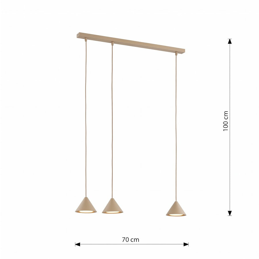 Schéma de dimensions indiquant 70 cm de large et 100 cm de hauteur totale