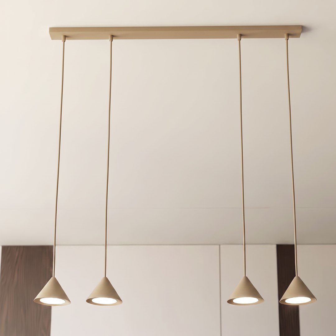 Suspension Elit 4 lumières beige, H 12 cm