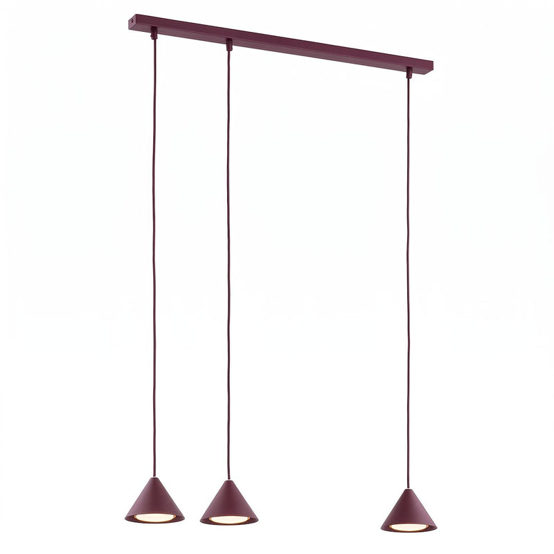Suspension Elit 3 lumières bordeaux, H 12 cm