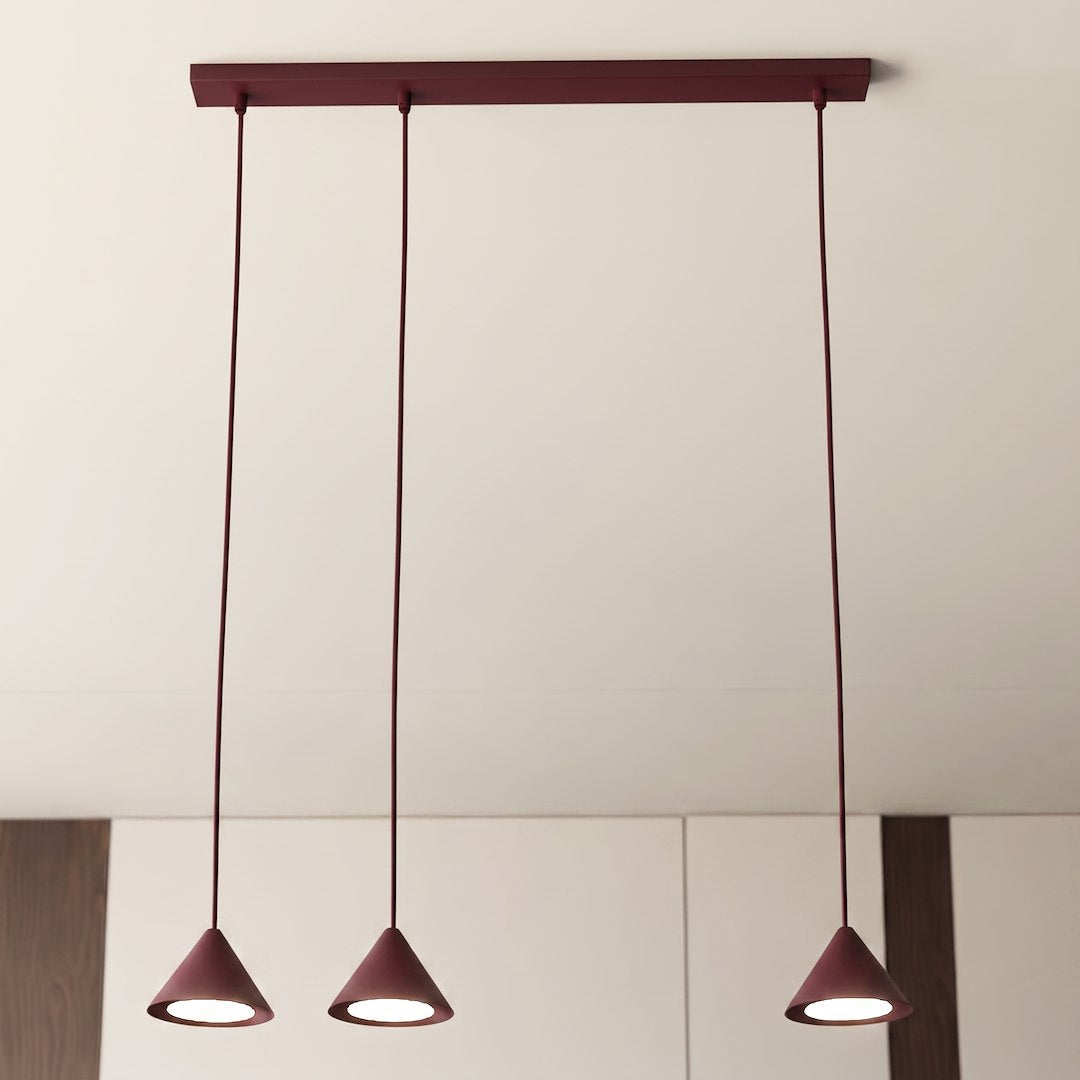 Suspension Elit 3 lumières bordeaux, H 12 cm