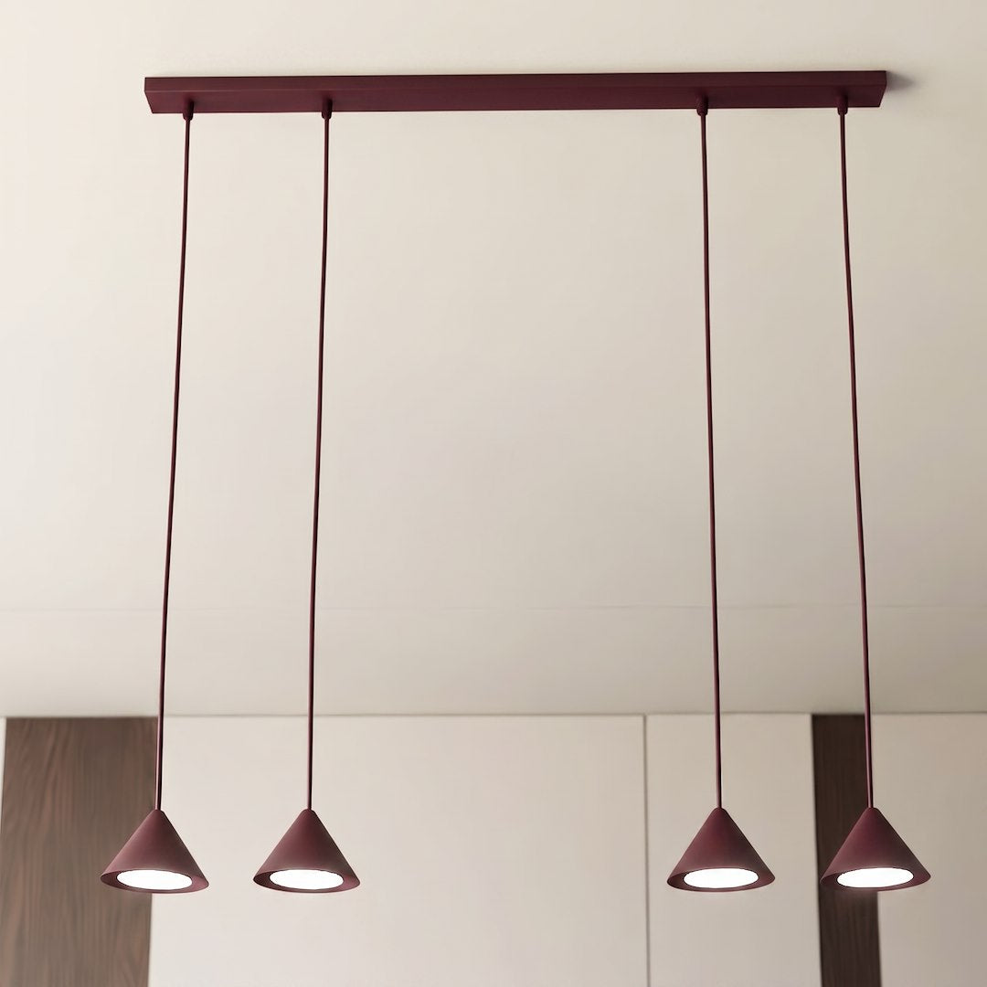 Suspension Elit 4 lumières bordeaux, H 12 cm
