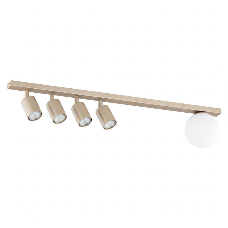 Plafonnier Baster 5 lumières beige, verre blanc