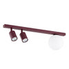 Plafonnier Baster 3 lumières bordeaux, verre blanc