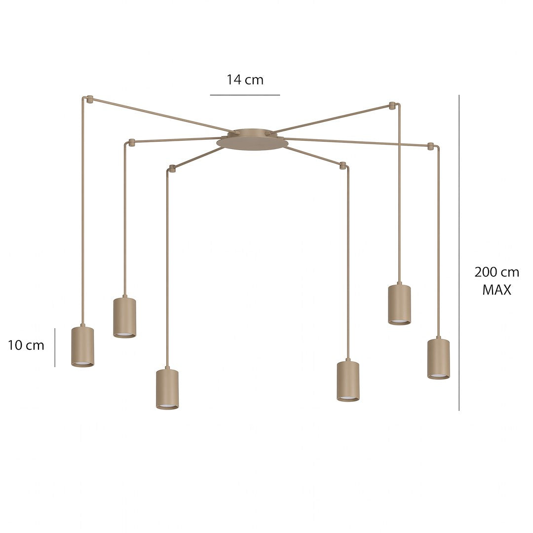 Schéma coté indiquant 14 cm de base et 200 cm de hauteur maximale
