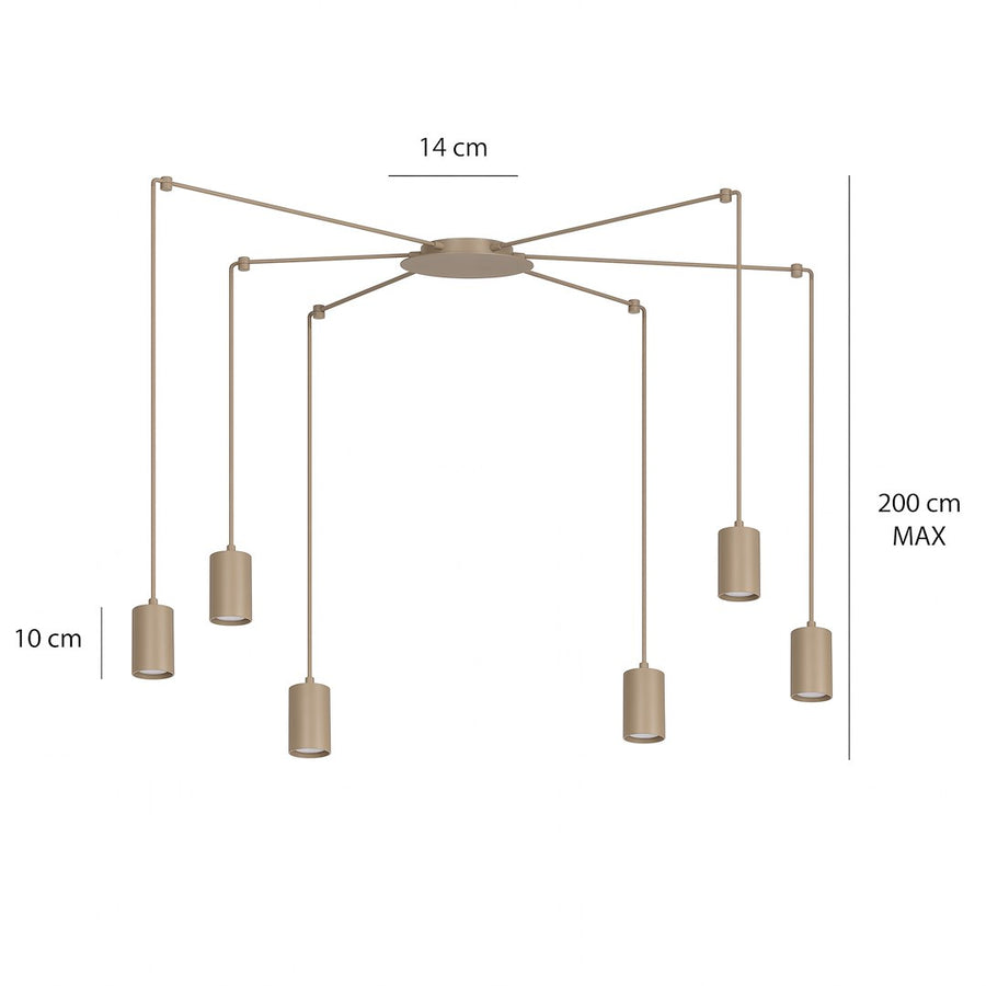 Schéma coté indiquant 14 cm de base et 200 cm de hauteur maximale