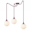 Suspension Gigi 3 lumières bordeaux, verre blanc