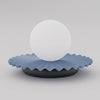 Lampe à poser Umbra bleue, verre blanc