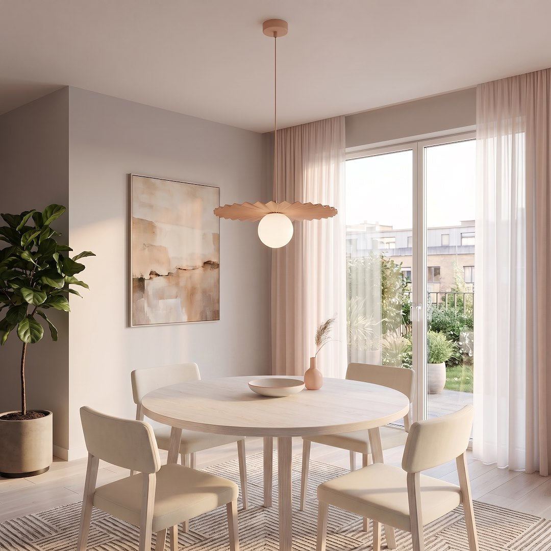 Suspension Umbra corail, verre blanc