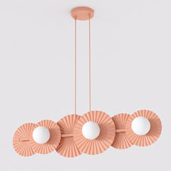 Suspension Umbra 6 lumières corail, verre blanc