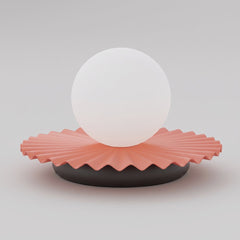 Lampe à poser Umbra corail et noire, verre blanc