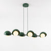 Suspension Boom 6 lumières verte, verre blanc