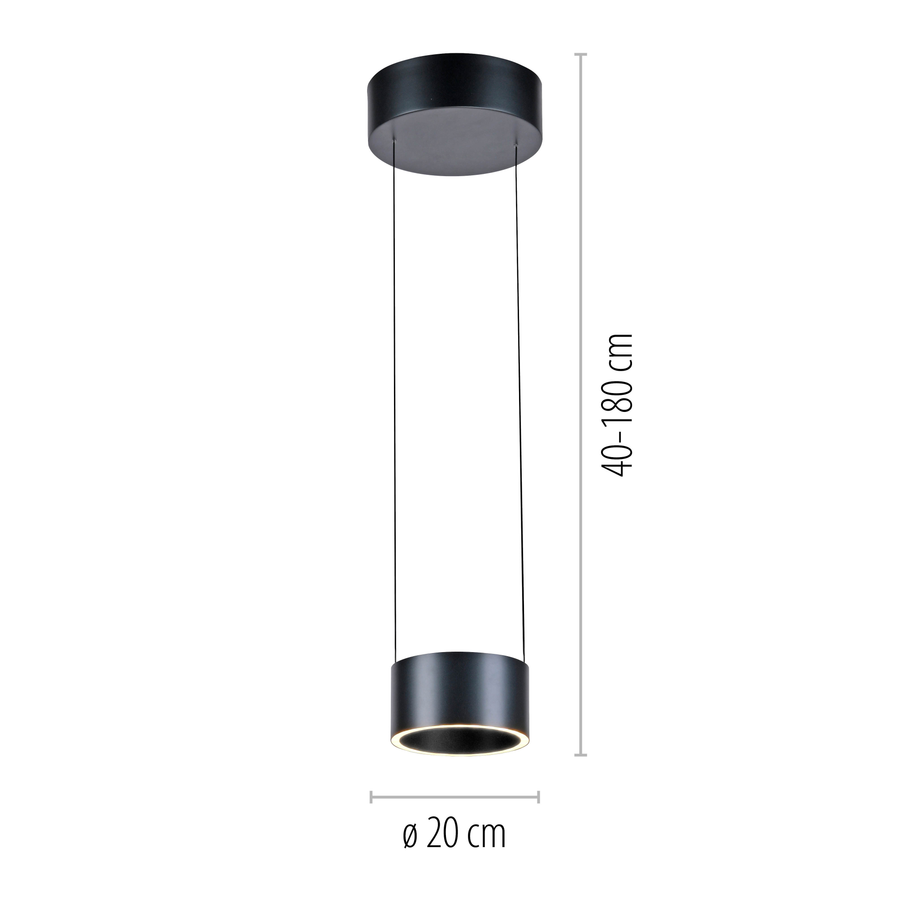 Suspension Pure Clipse grise, L 20 cm