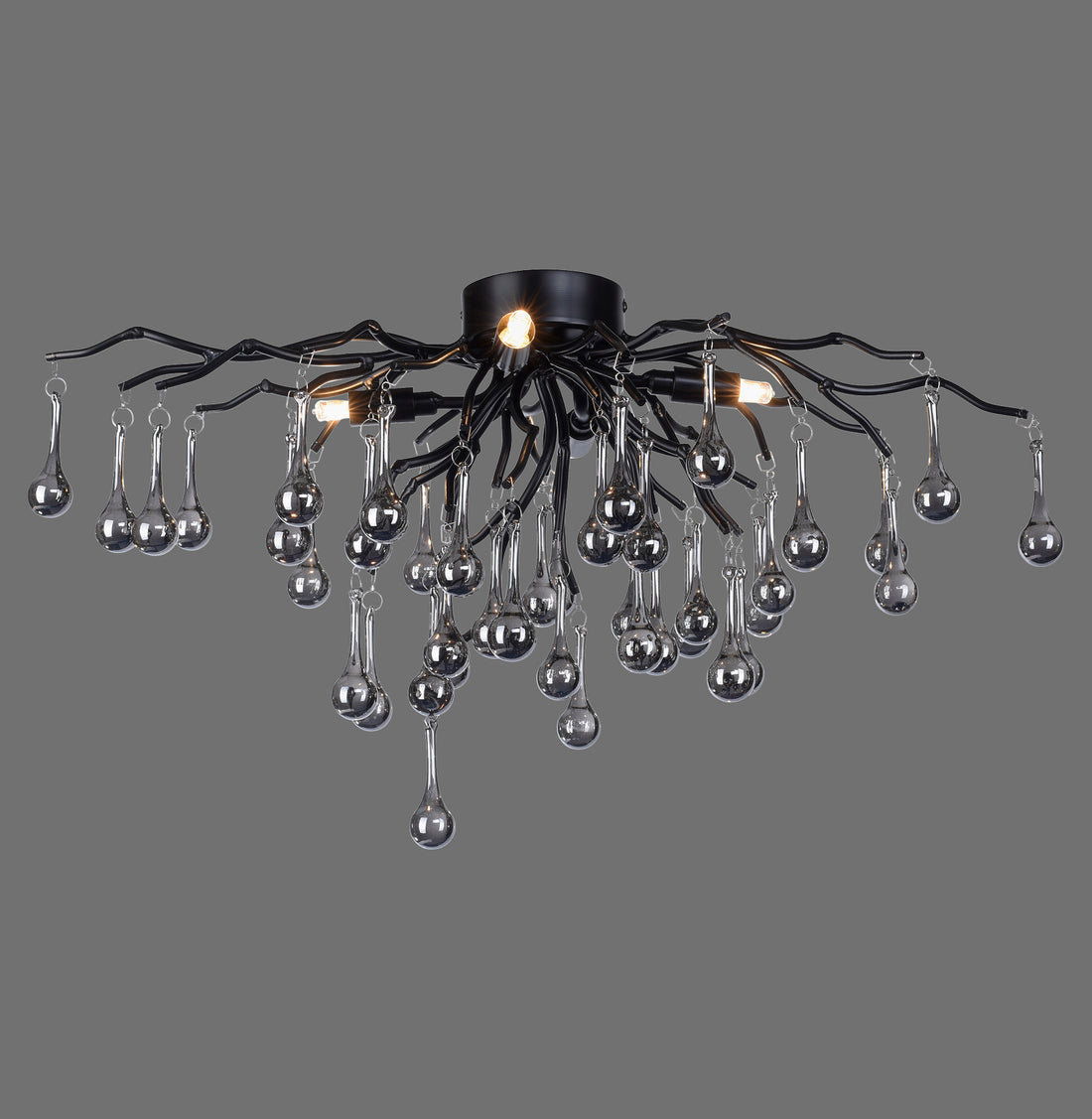 Plafonnier Icicle 4 lumières noir, verre