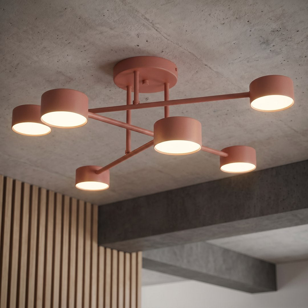 Plafonnier Halo 6 lumières corail