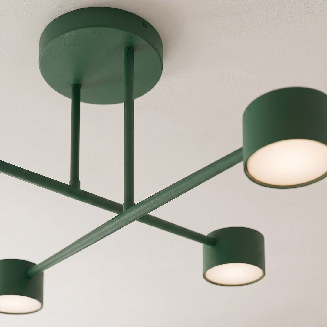 Plafonnier Halo 4 lumières vert