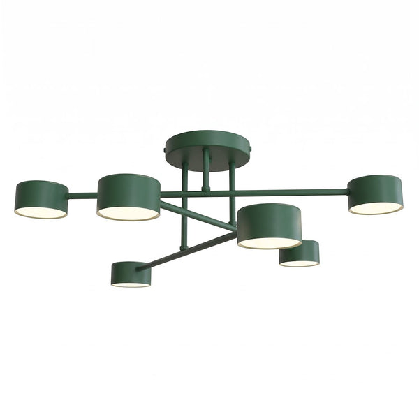 Plafonnier Halo 6 lumières vert