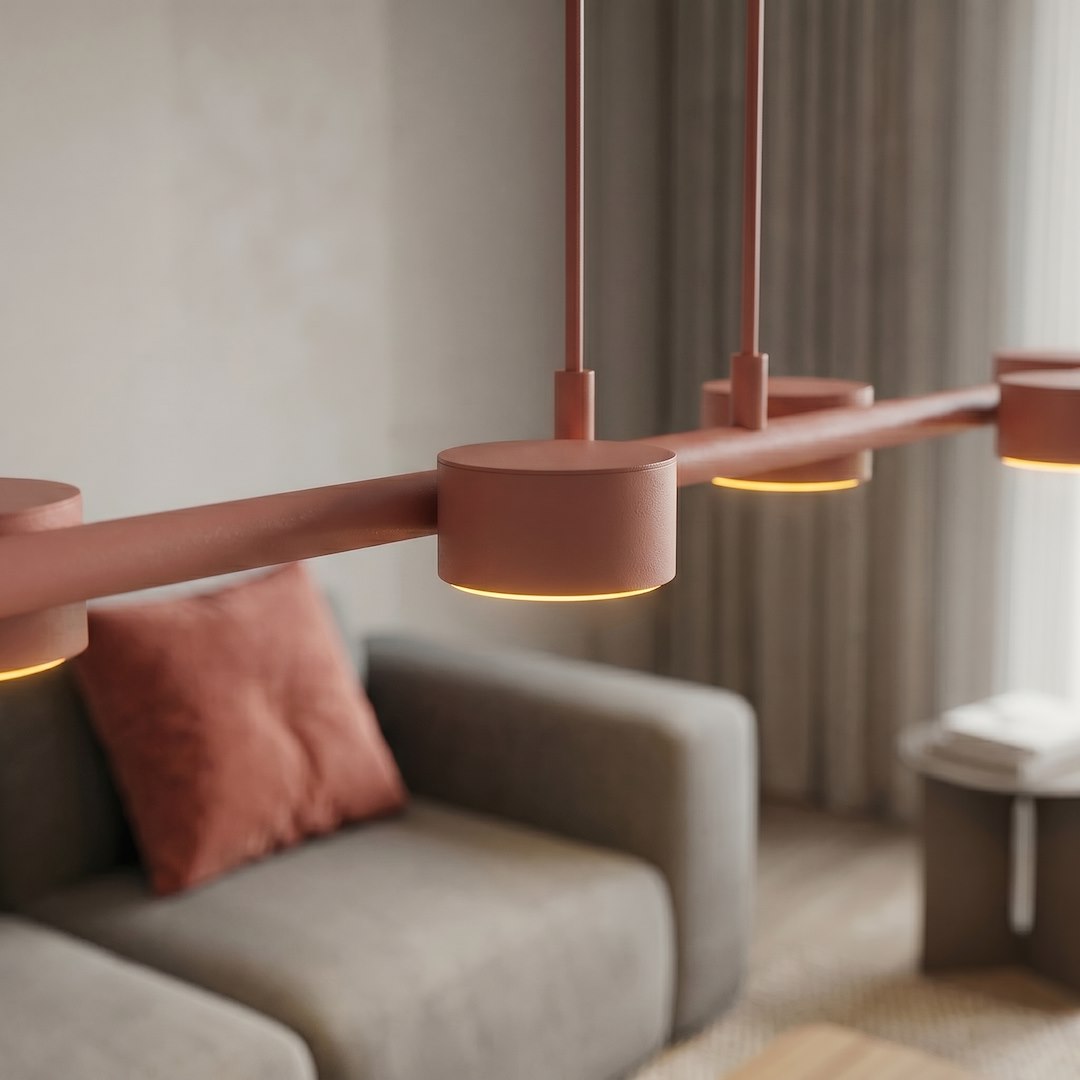 Suspension Megara 6 lumières corail