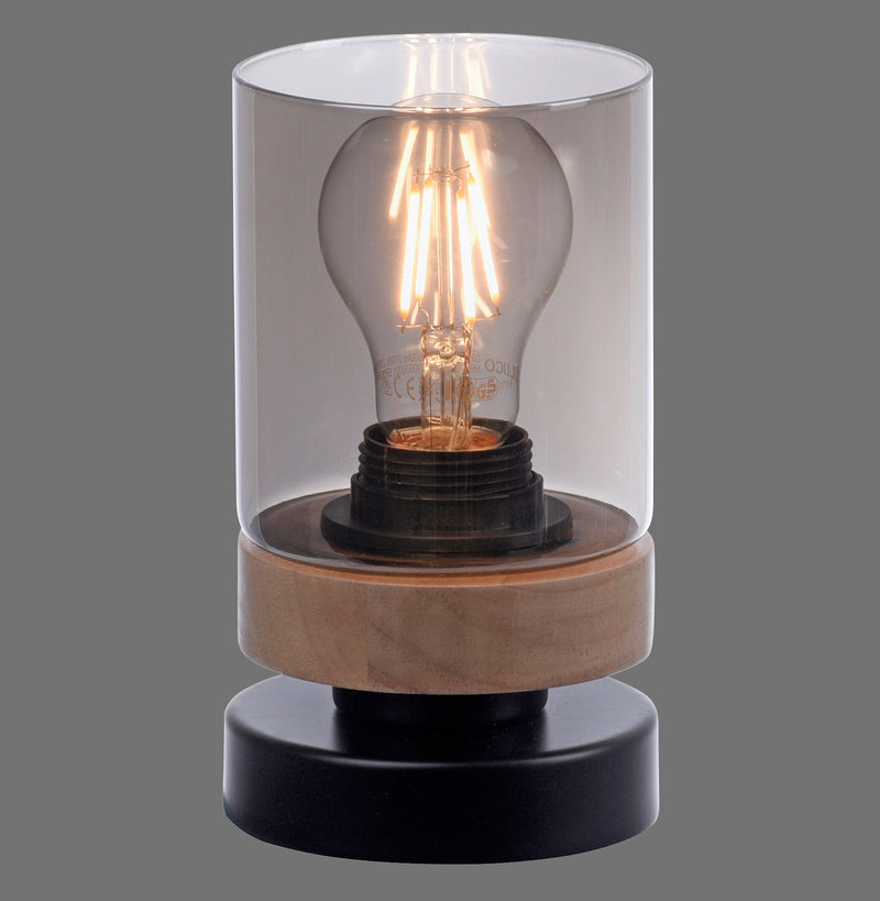 Lampe à poser Pasqual noire et bois
