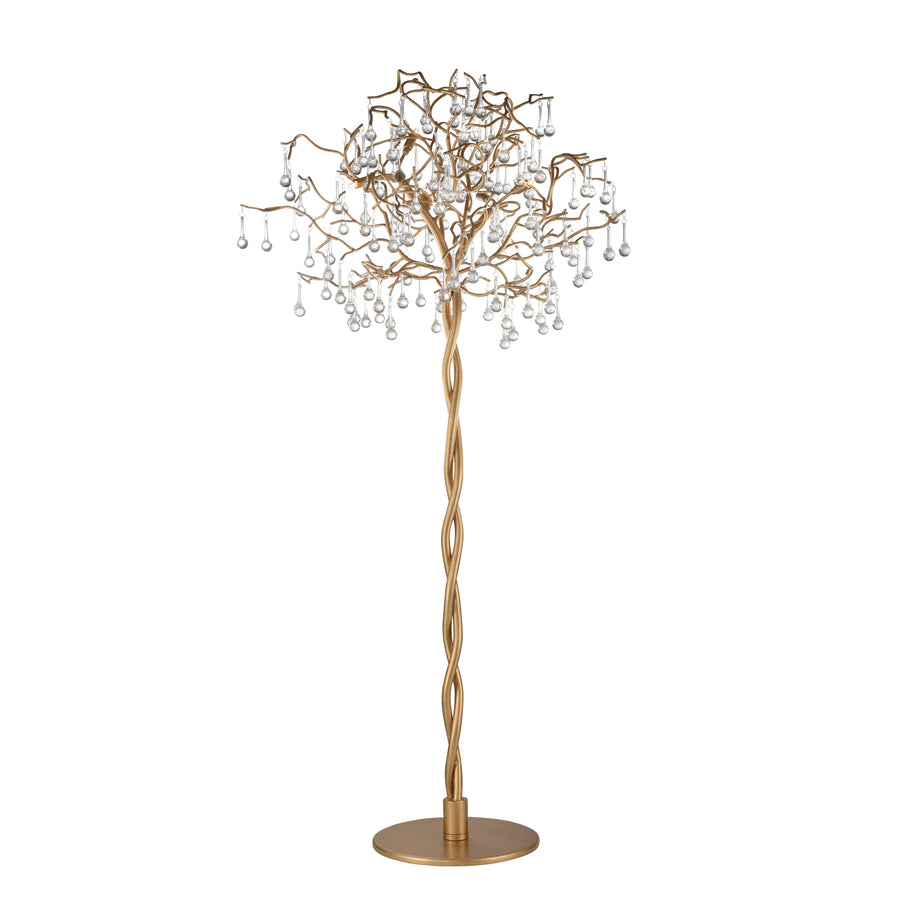 Lampadaire Icicle 5 lumières laiton vieilli, verre