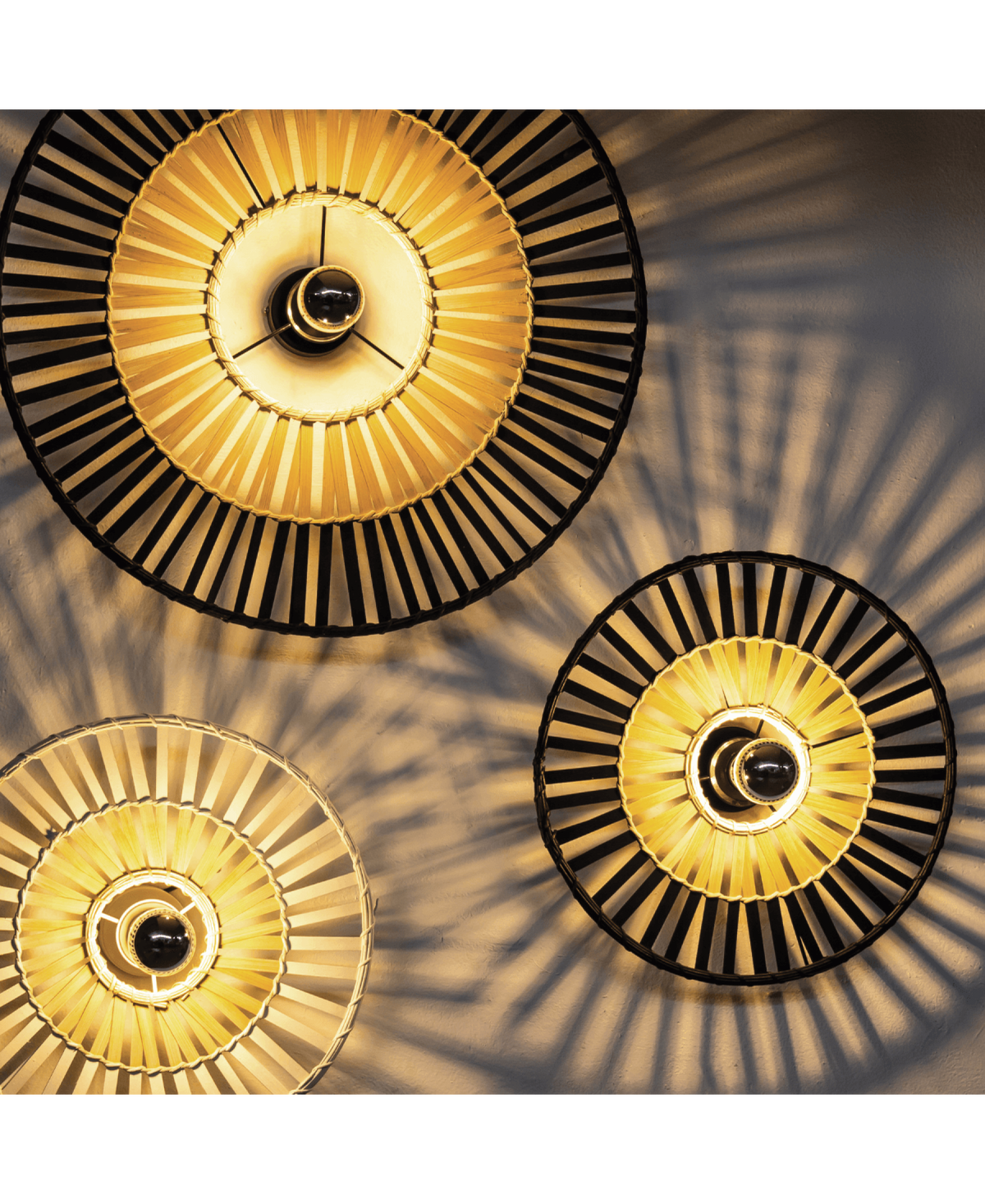 Plafonnier ZAMBELIS D400 E27 DESIGN Blanc et Bambou Sans Source 19251