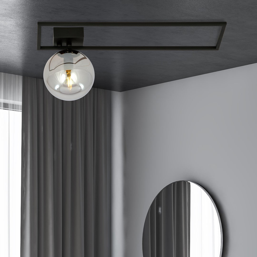 Imago 1-light ceiling lamp, black, graphite glass, version B