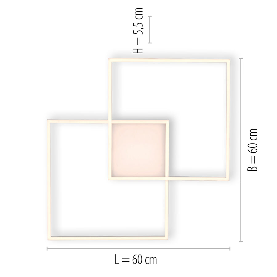 Plafonnier Asmin acier, L 60 cm