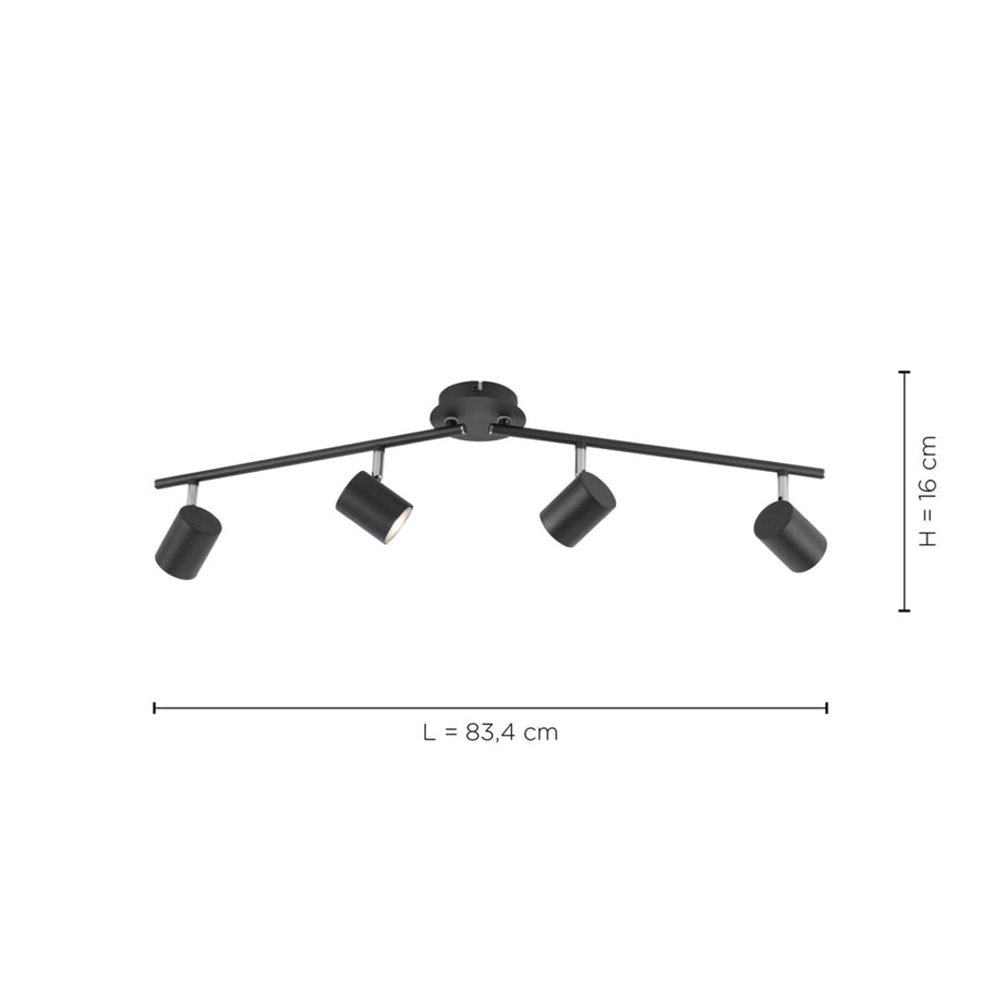 Plafonnier Tarik 4 lumières anthracite